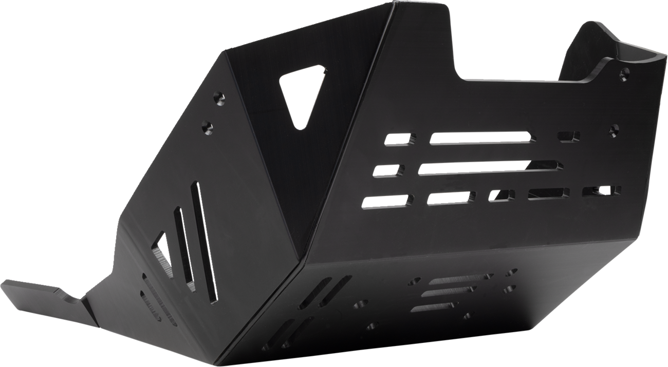 A black metal box with holes.