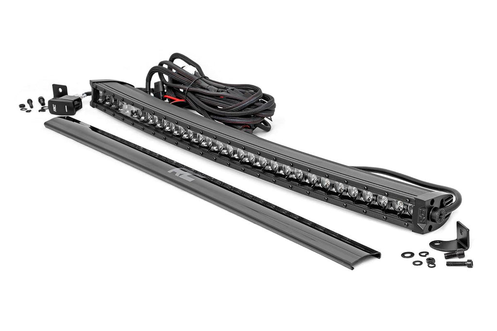 Rough Country Black Series LED | 30 Inch Light | Curved Single Row | White DRL
