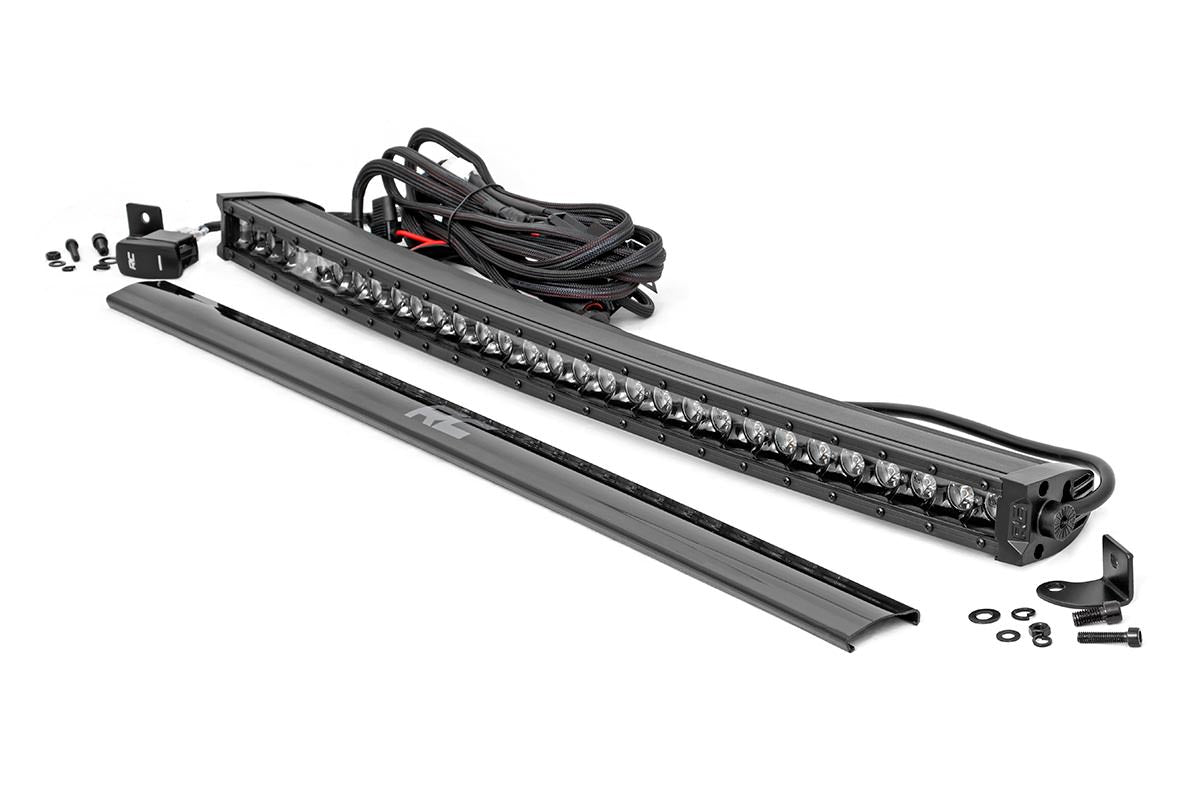 Rough Country Black Series LED | 30 Inch Light | Curved Single Row | White DRL