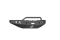 The 2015-19 Chevy 2500 Stealth Front Winch Bumper Pre-Runner Guard in textured black features an angular design, welded seams, raised bar, multiple cutouts, and mounting points. ROAD ARMOR appears in white above a shield logo. Background is transparent.