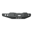 The 2020-23 Chevy 2500 Stealth Front Winch Bumper in textured black features angular lines, square cutouts, mounting points, and a vented center with the Road Armor logo. Compatible with Warn 16.5 and Smittybilt XRC winches.