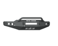 The 2020-23 Chevy 2500 Stealth Front Non-Winch Bumper Pre-Runner Guard features a textured black finish, heavy-duty steel, angular lines, integrated recovery points, a tubular grille guard, and mounting points. ROAD ARMOR is displayed above the central sl