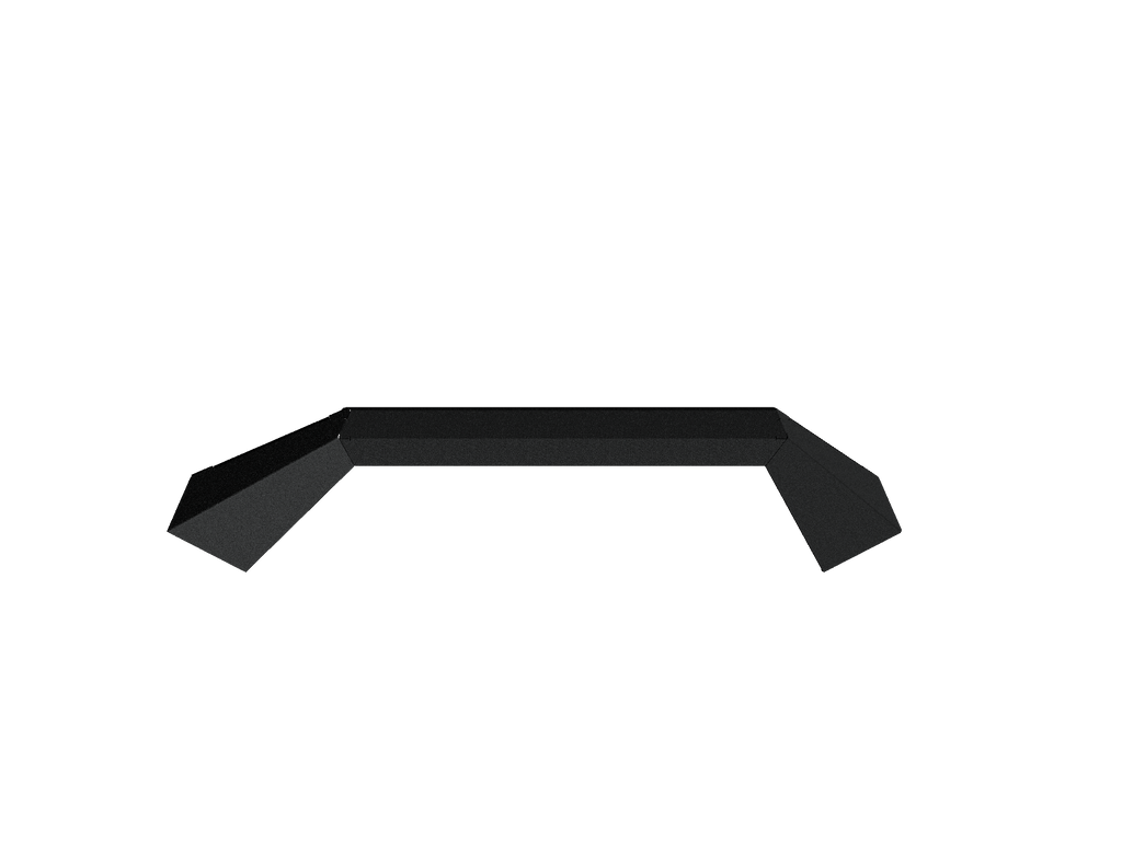 A black, angular sheet metal pre-runner guard with sharply slanted ends for the 2020-23 Chevy 2500 Spartan Front Bumper, featuring a textured black finish by Road Armor. Minimalist and geometric, shown against a plain black background.