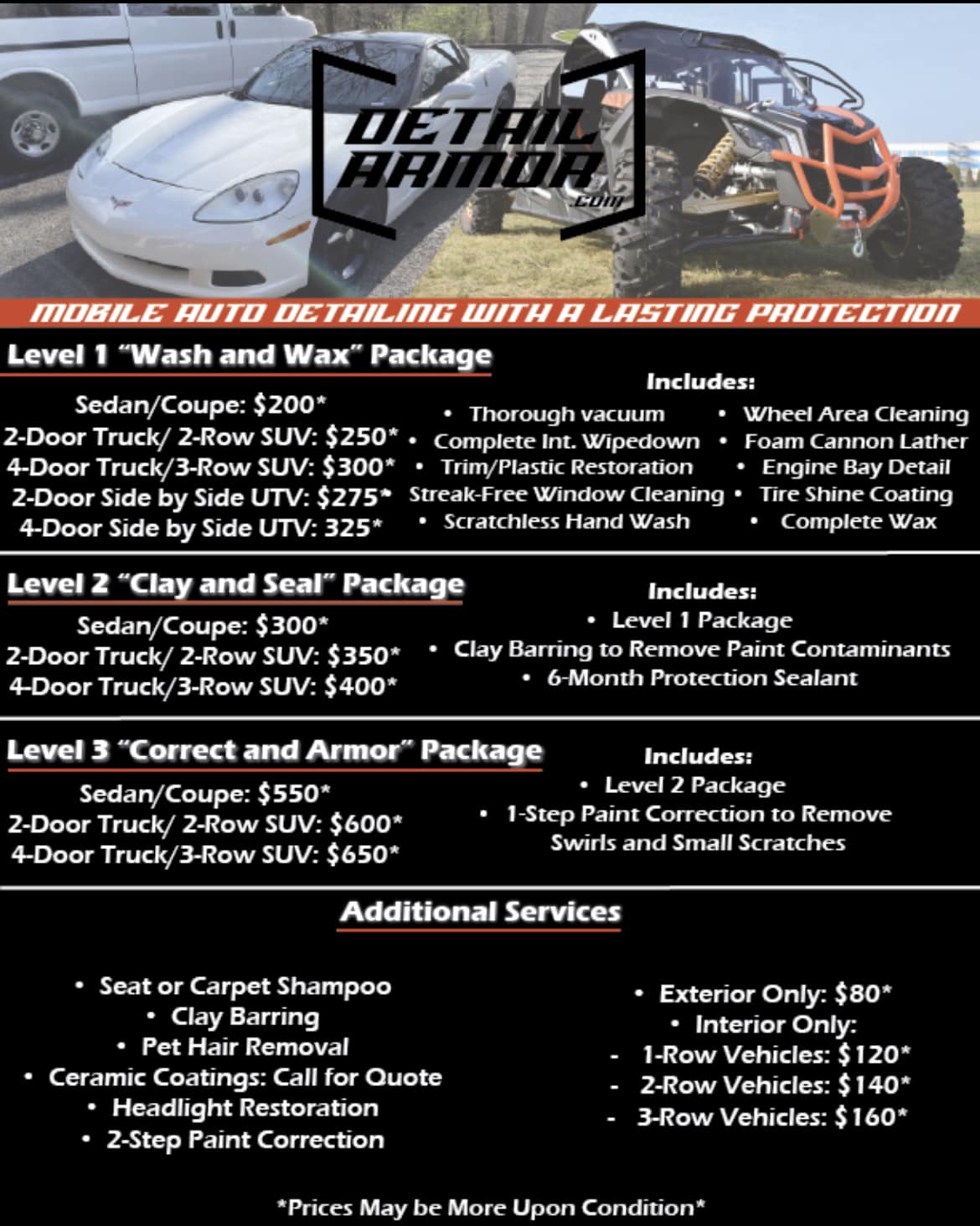 Detail Armor- Mobile Detailing for Trucks, Cars, Side by Sides, and UTV's