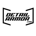 Black and white logo with bold, angular uppercase text reading DETAIL ARMOR.COM, framed by thick black diagonal brackets for a strong look. Represents Detail Armor—mobile detailing for trucks, cars, side by sides, and UTVs.