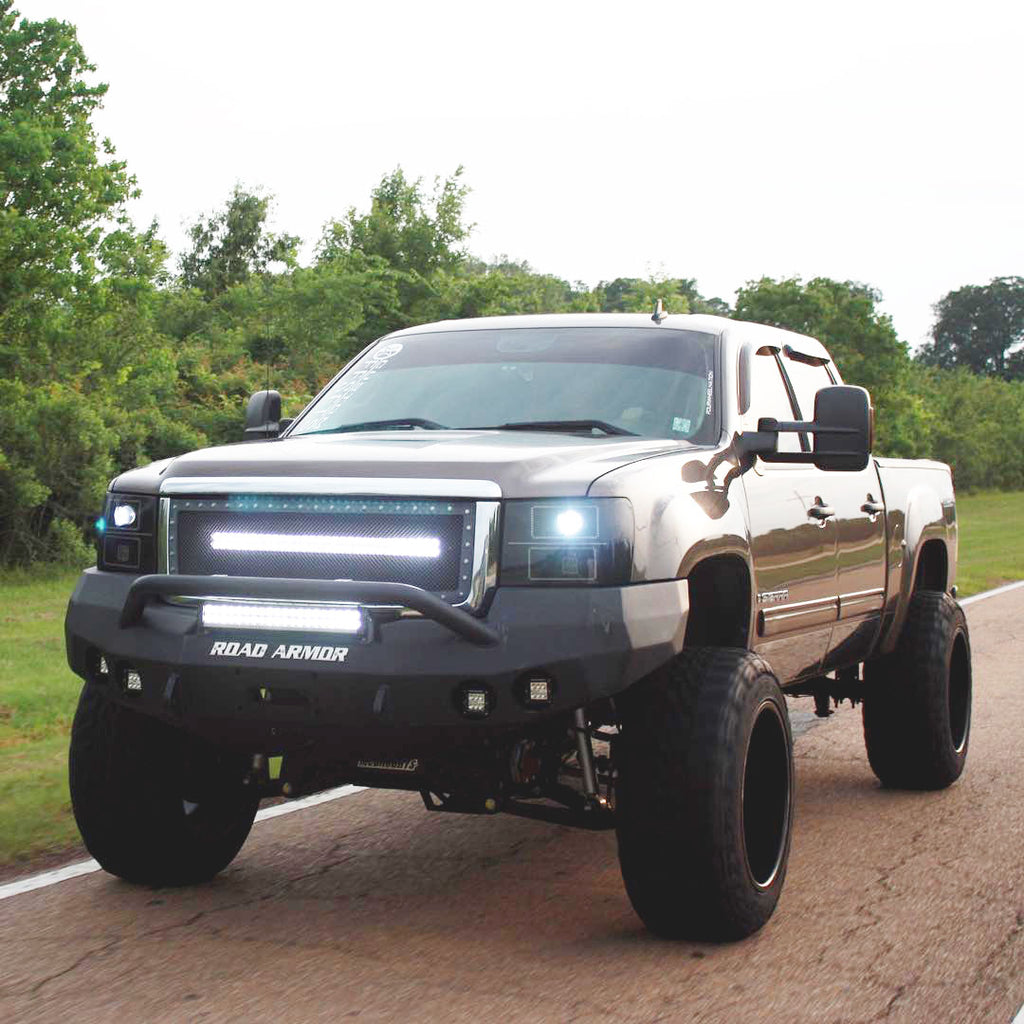 2008-2013 Gmc 1500 Stealth Front Winch Bumper Pre-Runner Guard - Texture Black Warn M12000, Smittybilt Xrc