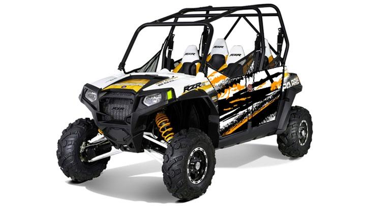 Trail Armor Slimline 4 Door Graphics Kit - 2011 Rzr 4 Robbie Gordon Orange Madness