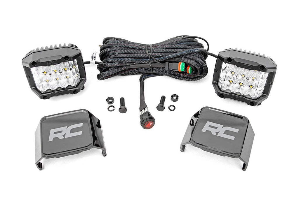 Rough Country Chrome Series LED Light Pair | 3 Inch | Wide Angle Osram