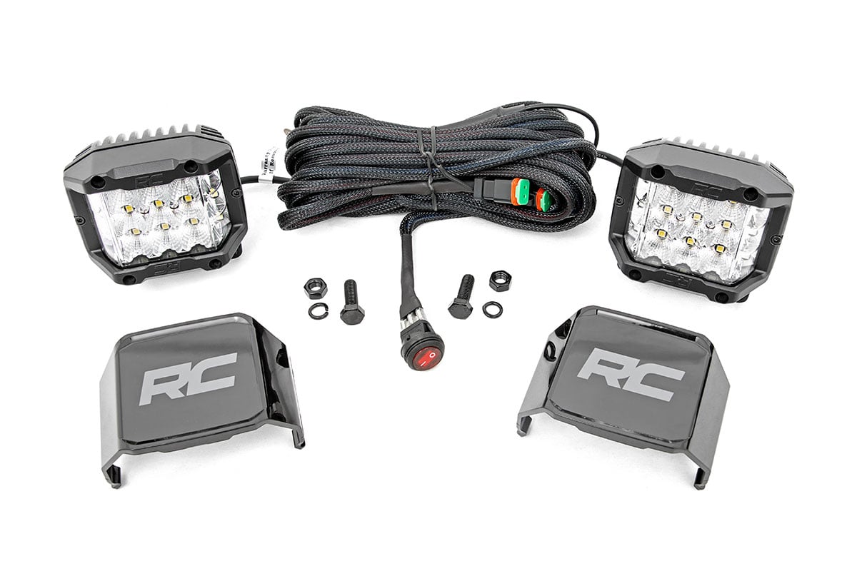 Rough Country Chrome Series LED Light Pair | 3 Inch | Wide Angle Osram