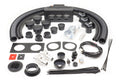 The Honda Pioneer 1000 (2016-2021) Ice Crusher Cab Heater kit includes hoses, vents, connectors, metal ducts, mounting hardware, switches, zip ties, wiring, and installation templates—everything for a complete heater setup.