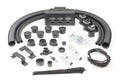 The Kawasaki Mule Pro FXT/FX/FXD Under Hood (2015-2021) Ice Crusher Cab Heater kit includes black hoses, a rectangular heater unit, vent covers, brackets, wiring, switches, hose clamps, connectors, cutting tool, cable ties, and hardware.