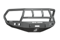 A textured black steel Stealth Front Winch Bumper with Titan II Guard for 2010-2018 Ram 2500 features the white ROAD ARMOR logo, multiple mounting points, and cutouts. Designed for rugged protection; compatible with Warn 16.5Ti winch.