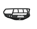 The 2013-2018 Ram 1500 Stealth Front Non-Winch Bumper Titan II Guard in texture black features a matte, angular design with a grille guard, multiple mounting slots, ROAD ARMOR in white on the front center, and a small emblem below.