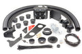 The Honda Talon (2019-2024) Ice Crusher Cab Heater kit is displayed on a white background with hoses, a vent box, black vents, metal brackets, wiring harness, zip ties, connectors, hose clamps, hole saws, and a small hardware bag.