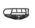 A textured black 2016+ Ram 2500 Stealth Front Winch Bumper Titan II Guard features a heavy-duty angular steel design, 6 sensor holes, cutouts, mounting points, ROAD ARMOR in white on the front, and a lightning bolt logo on the lower center panel.
