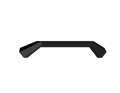 A minimalistic, symmetrical black angular three-segmented bar forms a shallow, open rectangle centered on a solid black background, representing the 2019+ Ram 1500 Spartan Front Bumper Bolt-On Pre-Runner Guard in textured black by Road Armor.