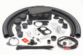 The Arctic Cat Wildcat Trail (2012-2019) Ice Crusher Cab Heater kit includes flexible black hoses, a rectangular vent unit, round ducts, black plastic fittings, hose clamps, zip ties, wiring, brackets, and small metal hardware arranged on a white backgrou