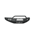 The 2019+ Ram 2500 Stealth Front Non-Winch Bumper (Pre-Runner Guard, 6 Sensor Holes) features angular edges, a rectangular cutout, sturdy grille guard bar, “ROAD ARMOR” in white above the cutout, and an embossed Road Armor logo below.