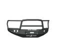 A textured black steel Stealth Front Winch Bumper for 2019+ Ram 2500, featuring a Lonestar Guard, six sensor holes, “ROAD ARMOR” in white with a decorative logo, multiple mounting points, and angular off-road-ready design. Fits Warn M12000 winch.