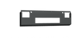 The 2019+ Ram 2500 Vaquero Front Non-Winch Plate in texture black is a rectangular metal bracket with two square cutouts at each top corner, a large central cutout, angled sides, and mounting holes. The background is transparent.