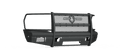 The 2019+ Ram 2500 Vaquero Front Non-Winch Bumper Full Guard 6 Sensor in Texture Black features a matte black metal grille guard with mesh panels, angular corners, central “Ranch Hand” logo, and protective vertical/horizontal bars.