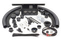 A Honda Pioneer 700 Deluxe (2017-2022) Ice Crusher Cab Heater kit with black ducts, vents, connectors, tubing, zip ties, brackets, wiring, and clamps arranged neatly on a white background for air distribution installation.
