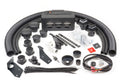 Ice Crusher Cab Heater components for Kubota RTV-X900 (2013-2021)—including hoses, connectors, brackets, cable ties, wiring, screws, a control box, and hole saws—are neatly arranged on a white surface.