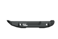 The 2007-2018 Jeep JK Stealth Rear Bumper Mid-Width in textured black features an angular, heavy-duty design with cutouts and the white ROAD ARMOR logo on the left, suitable for trucks or SUVs. Shown isolated on a transparent background.