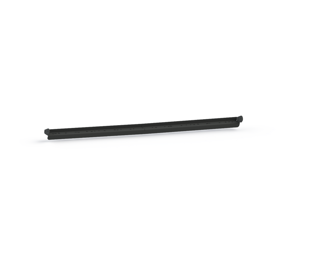 A single 2018+ Jeep Wrangler/Gladiator Stealth A-Pillar 50-Inch Light Arch Bracket (Texture Black, for Kit 518Lmp##) with a sleek, cylindrical shape and subtle pattern rests on a white surface, its finish smooth and modern.