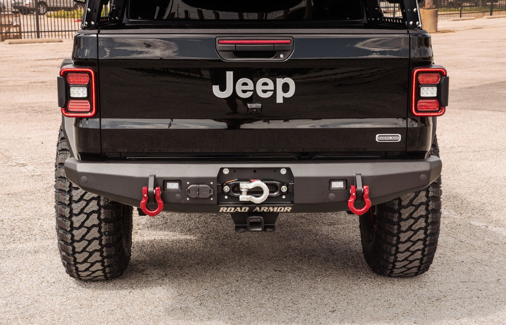 2020+ Jeep Jt Sport Stealth Rear Winch Bumper, 9500Lb Remote Winch  - Texture Black