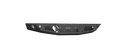 The 2020+ Jeep JT Sport Spartan Rear Bumper in textured black is a rugged, angular metal bumper with hexagonal cutouts, mounting holes, and a logo on the left side. Its geometric contours are perfect for off-road vehicles.