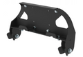 The Front-mount adapter for CFMOTO CFORCE 550/600 (2019) and 800/820 is a sturdy black metal bracket with a flat central plate, curved side supports, slots, cutouts, and multiple bolts and nuts for secure heavy-duty installation.