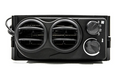 Close-up of the Polaris Ranger Mid Size 570 Cab Heater’s black control panel, featuring two circular air vents, a 0–3 fan speed dial, and a temperature knob with a blue-to-red gradient, shown against a white background.