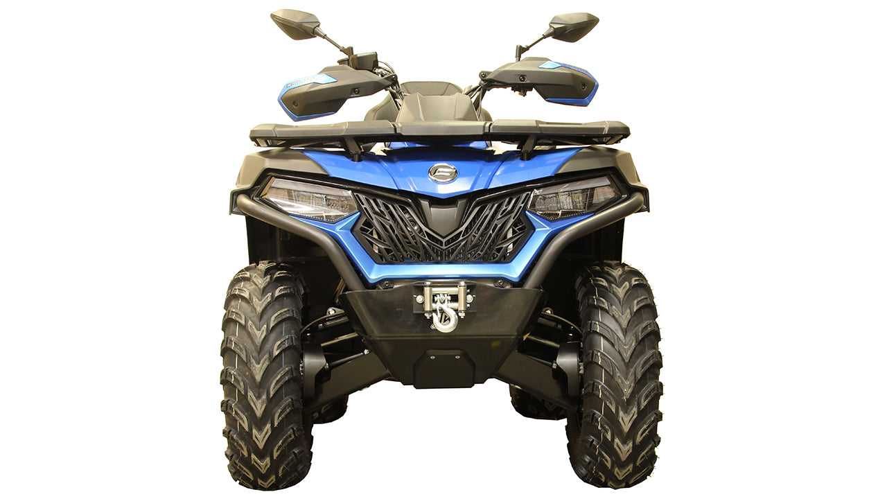 A blue and black CFMOTO CFORCE 625 Touring (-2022) / CFORCE 600 Touring (2020-2022) Full HDPE Skid Plate Kit.