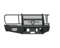 The 2008-2010 Ford F-250 Vaquero Front Non-Winch Plate in texture black is a robust metal grille guard with perforated panels, wraparound headlight protection, mounting holes, and a Ranch Hand badge with a star for heavy-duty front-end protection.