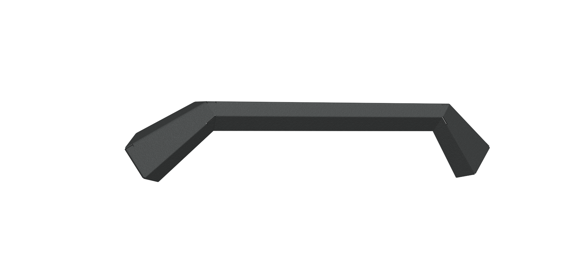 A texture black Road Armor Spartan Pre-Runner Guard for 2015-2017 Ford F150, this bolt-on sheet metal front bumper accessory features an angular, open rectangular arch shape with a flat top and slanting sides against a transparent background.