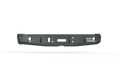 The 2015-2020 Ford F-150 Stealth Rear Winch Bumper in textured black features angular edges, accessory cutouts, and a white Road Armor logo on the right, shown on a plain white background with shadow. Compatible with Warn M8000 or 9.5Xp winches.