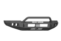 The 2017-2021 Ford Raptor Stealth Front Non-Winch Bumper Pre-Runner Guard in texture black features angular edges, cutout light mounts, a central mesh vent, raised bar, and ROAD ARMOR above the vent; shown on a white background.