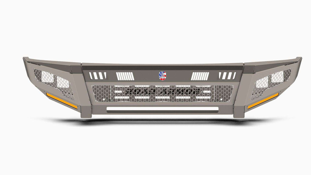 2017-2021 Ford F-250 Identity Front Bumper Full Kit Center Section Smooth|Standard End Pods|Light Pod X2 Cube|Accent Lights|Hyve - Raw Steel