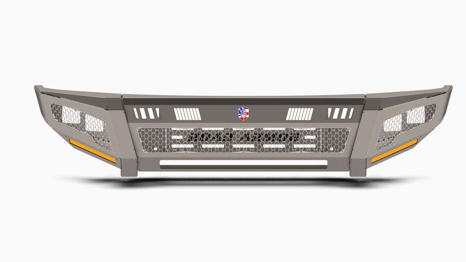 2017-2021 Ford F-250 Identity Front Bumper Full Kit Center Section Smooth|Standard End Pods|Light Pod X2 Cube|Accent Lights|Hyve - Raw Steel