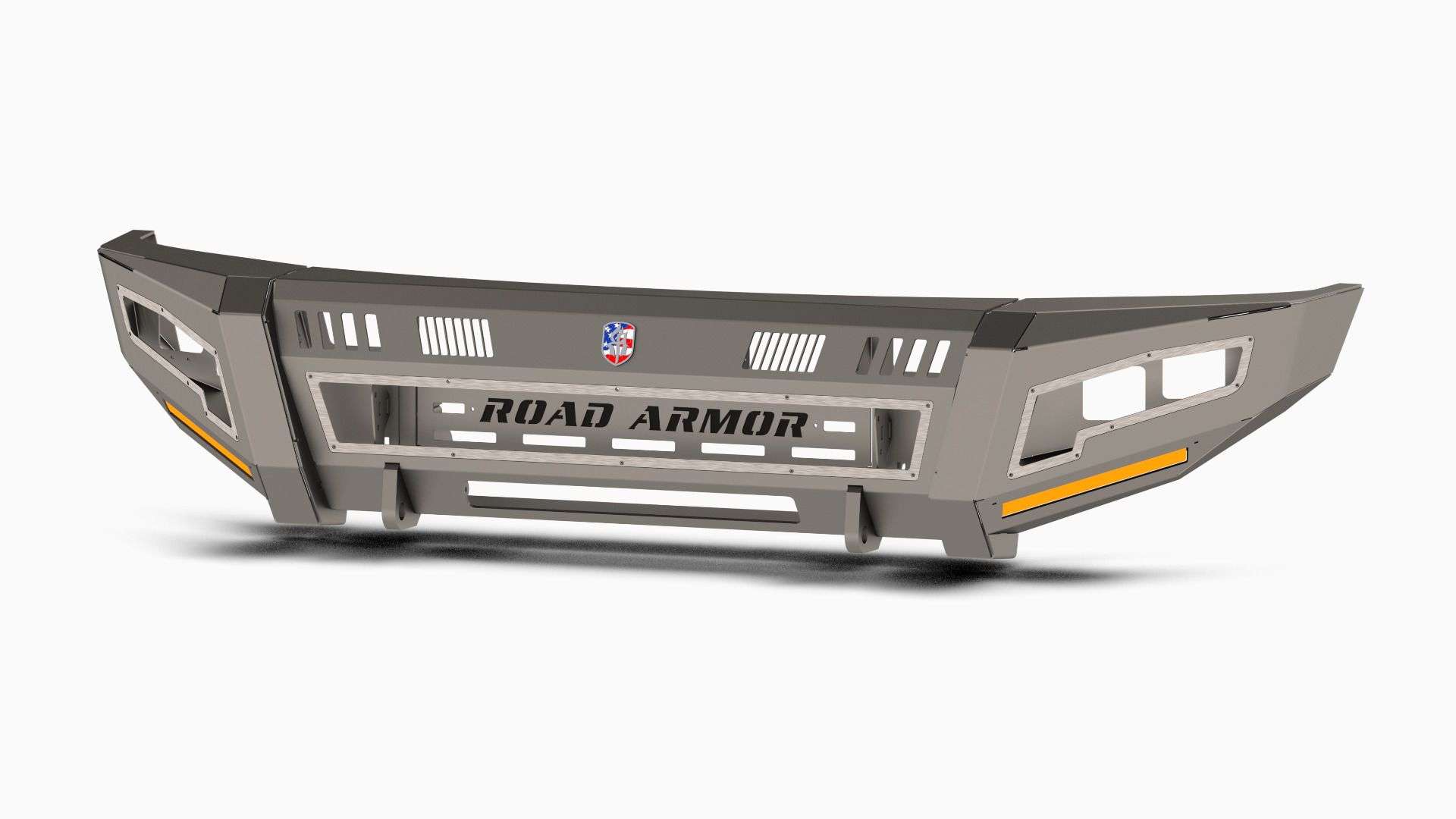 2017-2021 Ford F-250 Identity Front Bumper Full Kit Center Section Smooth|Standard End Pods|Light Pod X2 Cube|Accent Lights|Id - Raw Steel