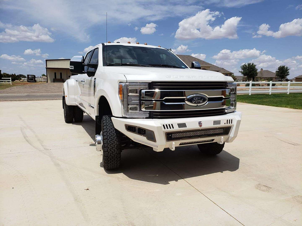 2017-2021 Ford F-250 Identity Front Bumper Full Kit Center Section Shackle|Standard End Pods|Light Pod X2 Cube|Accent Lights|Ring - Black