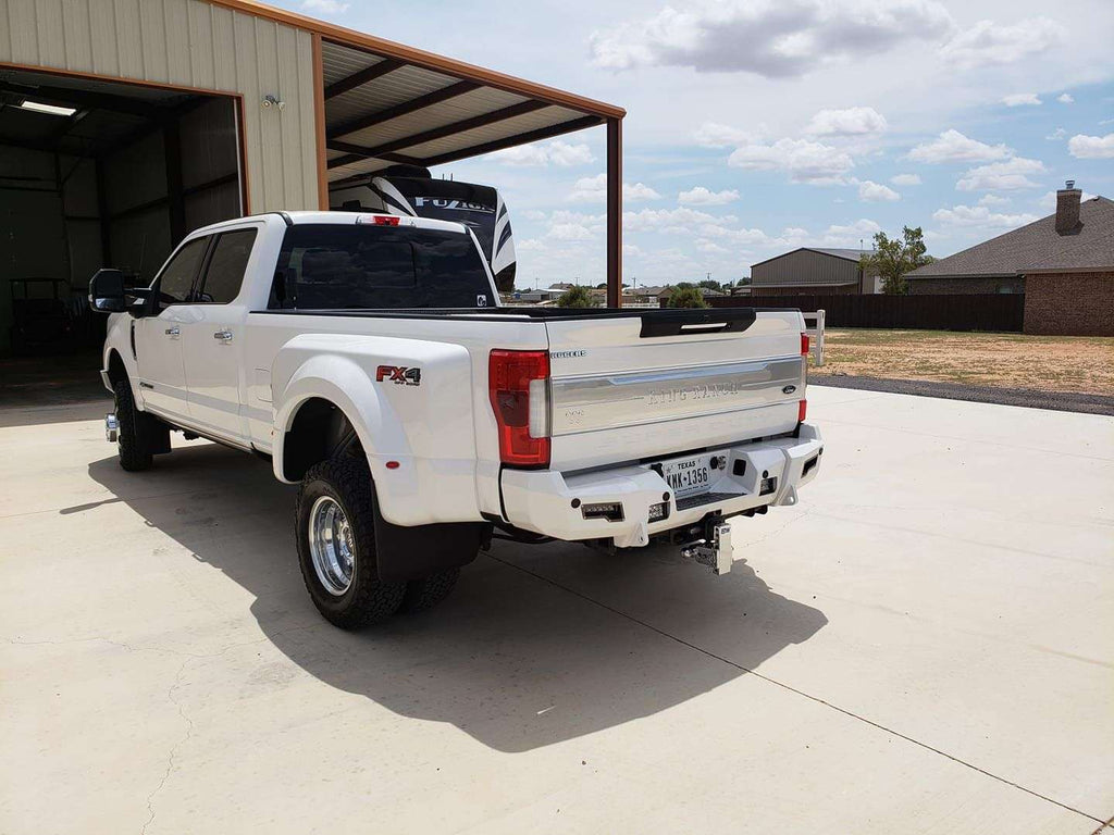2017-2021 Ford F-250 Identity Rear Bumper Full Kit Center Section|Shackle End Pods|Ring|Accent Lights- Black