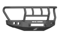 The 2017+ Ford F-250 Stealth Front Non-Winch Bumper Titan II Guard Standard Flare in textured black is an angular, heavy-duty metal bumper with a grill guard, ROAD ARMOR logo at the center, and square cutouts on each side.