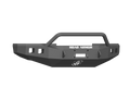 The 2017+ Ford F-250 Stealth Front Winch Bumper Pre-Runner Guard in texture black features angular edges, a tubular grille guard, winch cutout (Warn 16.5Ti), ROAD ARMOR in white, and a stylized logo below the winch slot.