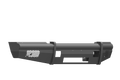2017-2021 Ford F-250 Vaquero Front Non-Winch Bumper in textured black steel features angular edges, mesh side vents, and multiple light/mount cutouts. Heavy-duty design for off-road or utility use; matte finish. Transparent background.