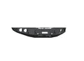The 2019+ Ford Ranger Stealth Front Winch Bumper (Texture Black) features ROAD ARMOR cut out at the top, round light pods, angular rugged design, and fits Warn Vr Evo or Smittybilt XRC. The bumper is displayed on a plain white background.