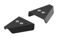 Pair of black, triangular metal Pl. Front A-arm guards for CFMoto CFORCE 600/625, each shown at an angle with two visible screws and multiple slots on the angled face. Displayed against a plain white background.