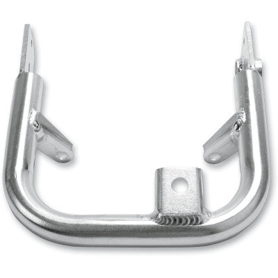 The Fat Series 1-1/4 Grab Bar for TRX 450 (2006-2009, 2012) is a sturdy, metallic U-shaped bracket with two flat side tabs and a central tab with a hole for secure mounting, designed for reliable structural attachment.