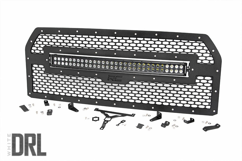 Rough Country Mesh Grille | 30" Dual Row LED | Black Ser | Ford F-150 (15-17)